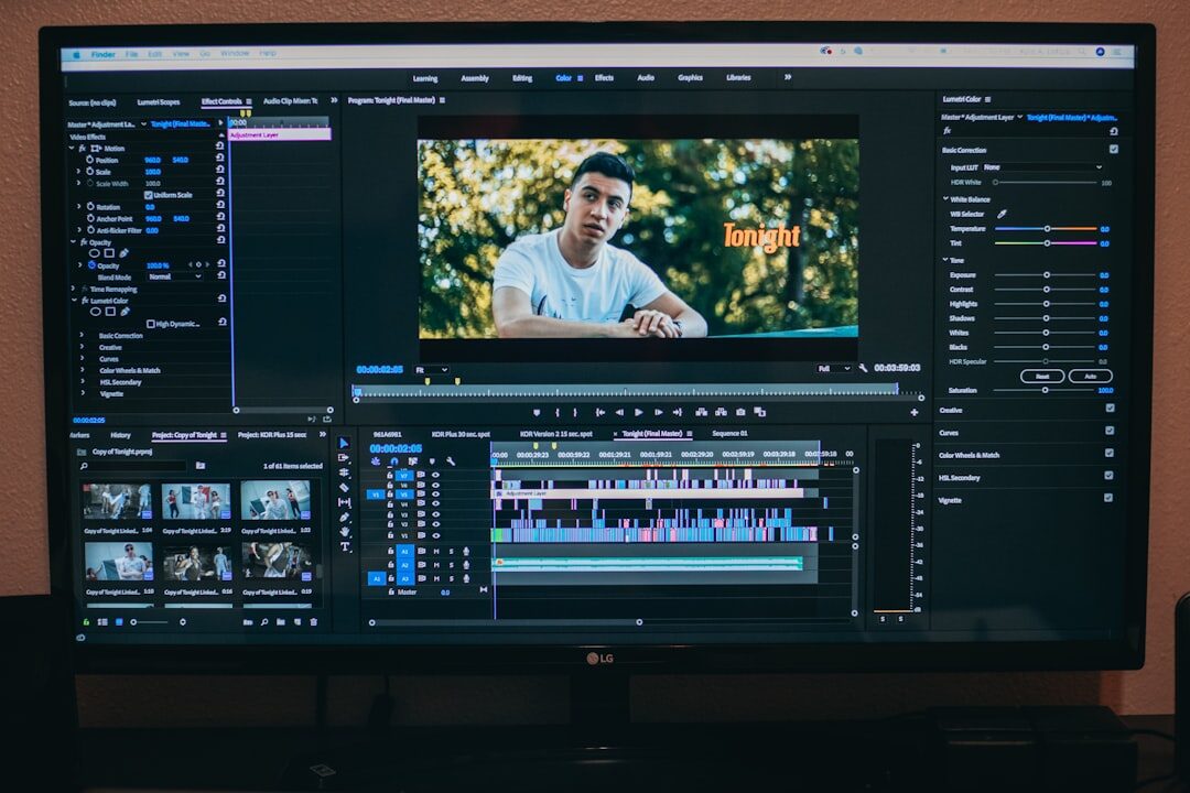 video editor at computer