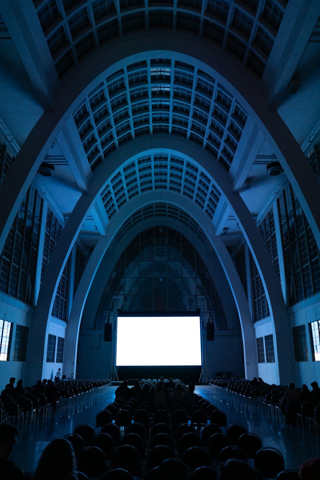modern cinema screen with audience