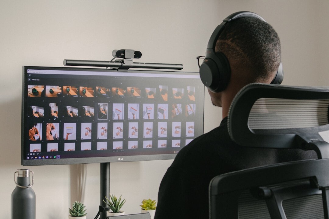 video editor at desk
