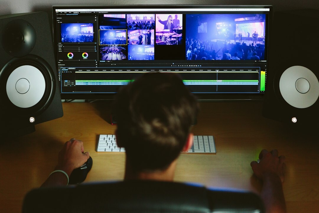 cinema director reviewing edit