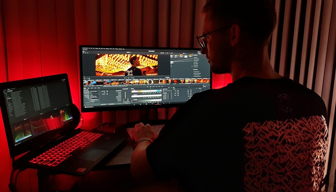cinematic film editing session